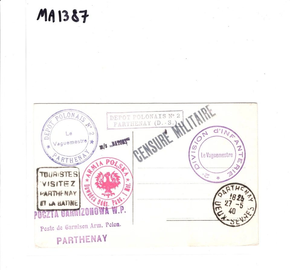 POLISH FORCES France 1940 WW2 Card 8 Superb Military CACHETS & POSTMARKS MA1387 - Image 3 of 4