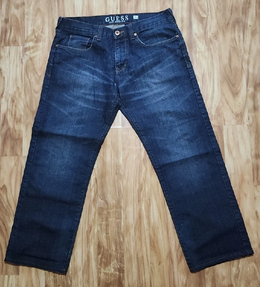 Guess Los Angeles Men's Rebel Straight Leg Jeans Dark Wash Size Blue | eBay