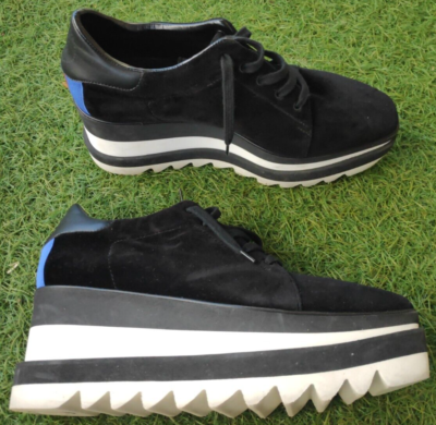 Stella McCartney Sneak Elyse Black Platform Suede Sneakers Size EU