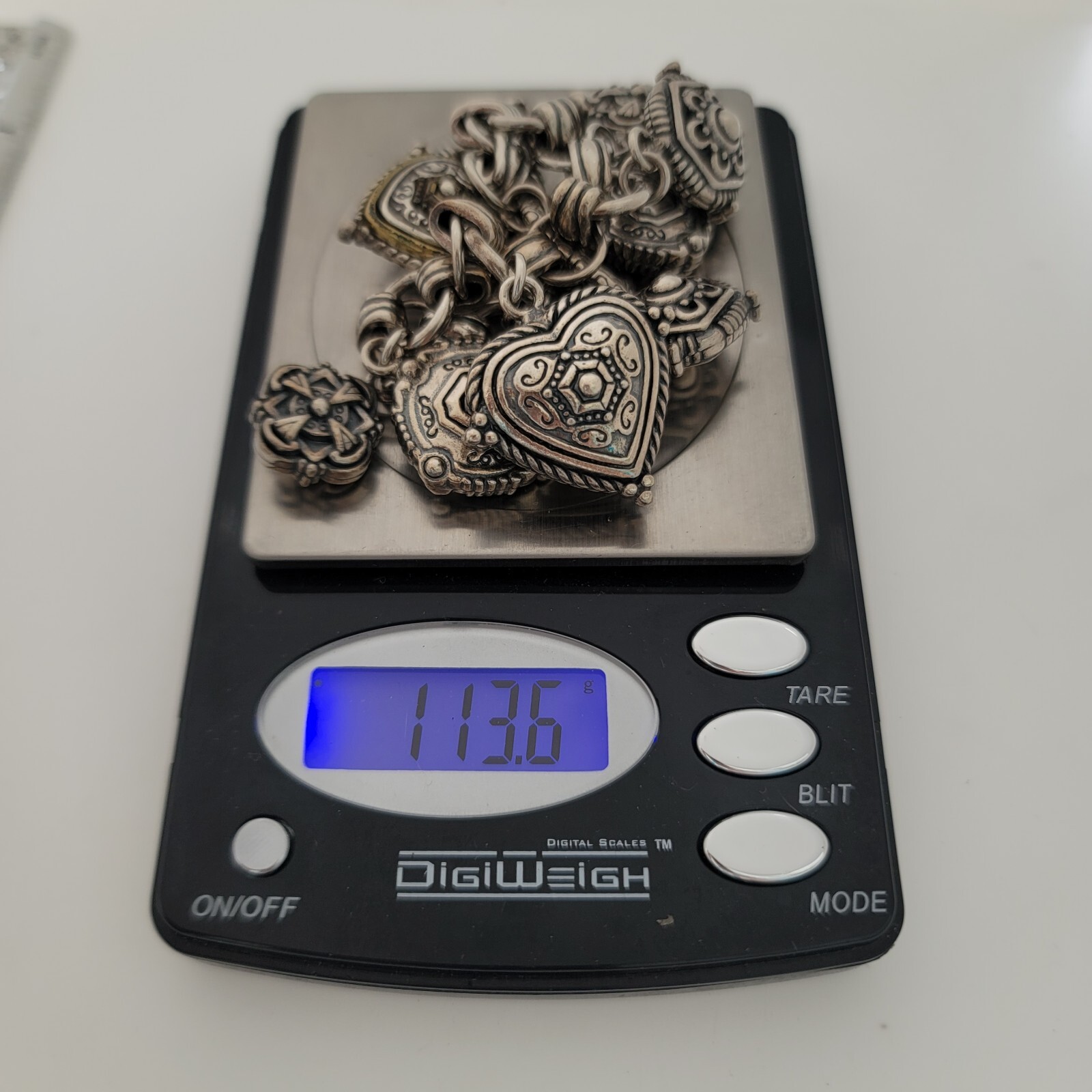 Solid, Heavy Sterling Etruscan Charm Bracelet - image 3