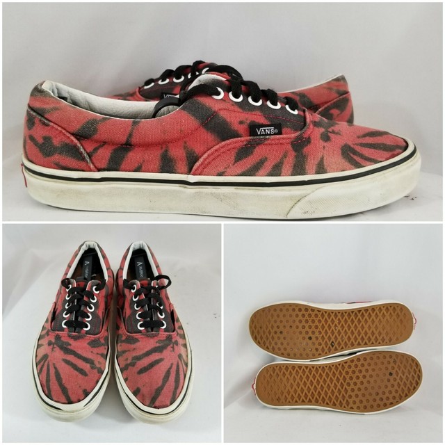 vans era tango red tie dye skate shoes