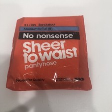 1990 No Nonsense Sheer To Waist Pantyhose Medium to Tall 21 Tan Sandalfoot NEW