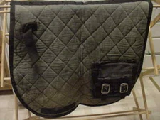 Used Black Square Cotton Diamond Quilted Trail Riding Saddle Pad Side Pockets