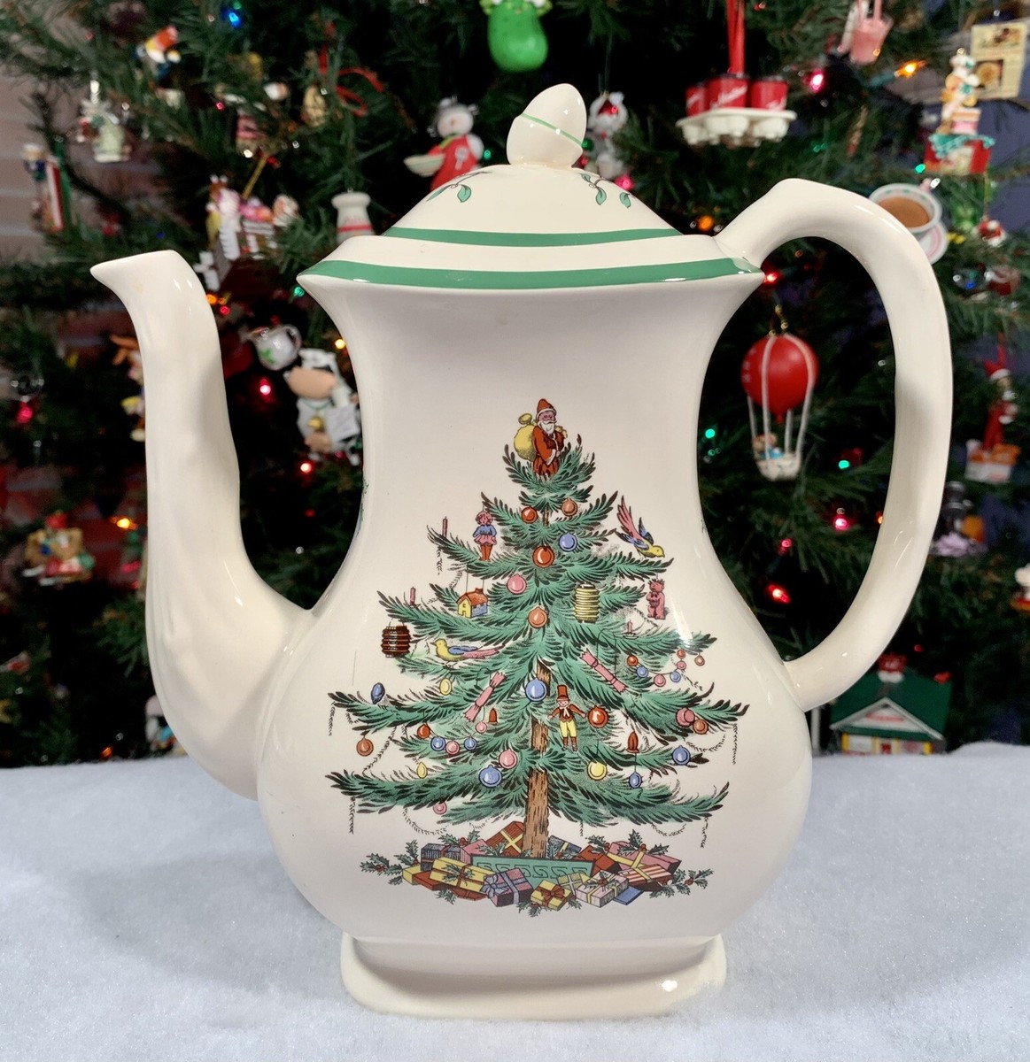 Retired Spode CHRISTMAS TREE Cup Coffee Pot: Acorn Finial • England •  S3324-H