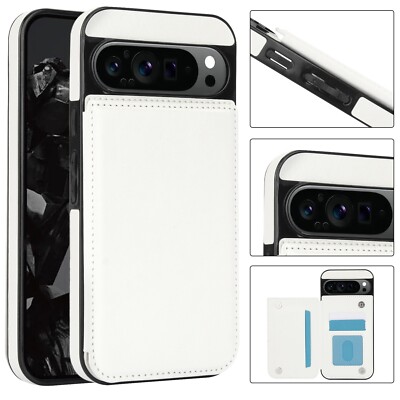 For Google Pixel 8A 8 9 Pro XL Card Holder Leather Case Cover + Screen Protector