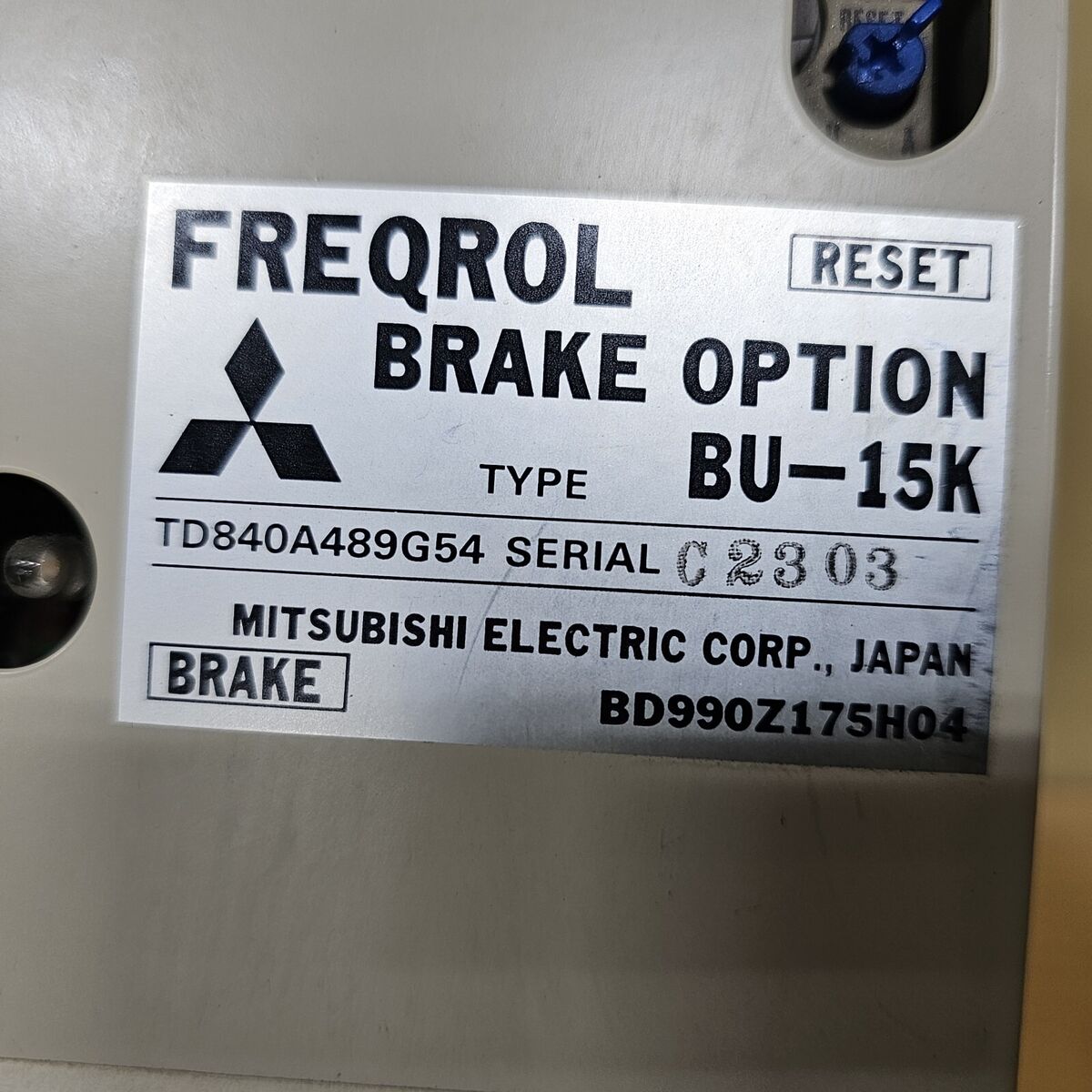 Mitsubishi Freqrol BU-15K Brake Resistor Option From Fadal Mitsubishi Freqrol BU-15K Brake Resistor Option From Fadal