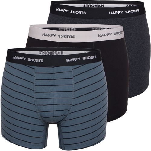 3er Pack Happy Shorts Boxershorts Pants Fun schwarz anthrazit streifen - Picture 2 of 5