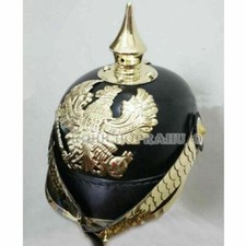 Casque Allemand Prussien Pickelhaube Cuir d'Officier Impérial Sans Support