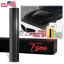 5D Carbon Fiber Low Tack Black High Gloss Car Vinyl Wrap Sticker Decal Sheet