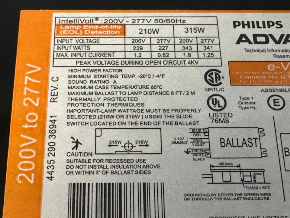 NEW Philips Advanced IZTMH210315RLFM  IZTMH210315RLF Ballast 200V To 277V - Image 4 of 4