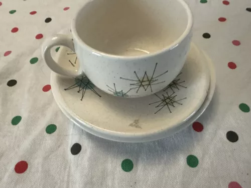 Vintage Franciscan Starburst Atomic Cup & TWO Saucers  Set MCM 4 sets available
