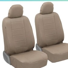 Carxs Ultraluxe Faux Leather Front Set Car Seat Cover In Tan Beige