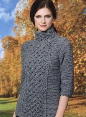 Häkelmuster Kopie Damen Designer geflochtener Zopfmuster Pullover Aran 34-50'' 880J