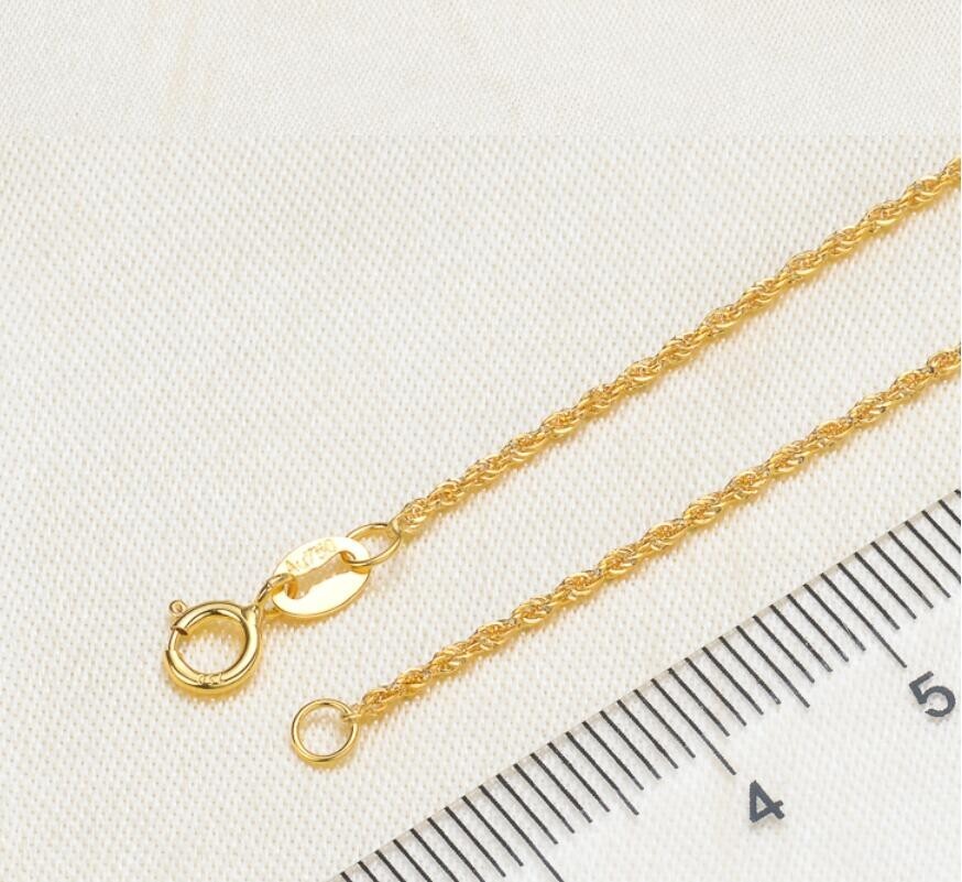 Pure 18K Yellow Gold Necklace Solid AU750 Twisted Rope Chain