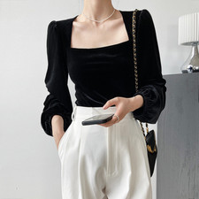 Haut Femme Maille Ruche Manches Ballon - Noir, Asymétrique, Fête/cocktail