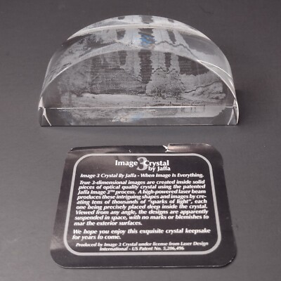 Log Cabin Glass Paperweight 3 D Image 3 Crystal Clear By Jaffa Laser Cut Image