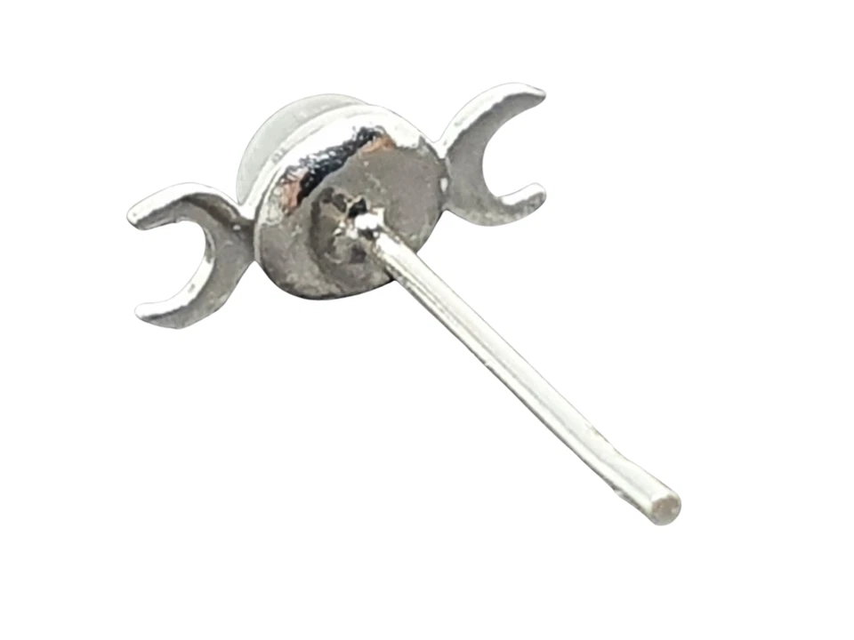 Borchia naso tripla luna pietra di luna 22 g (0,6 mm) argento 925 L spilla pi... - Immagine 3 di 4