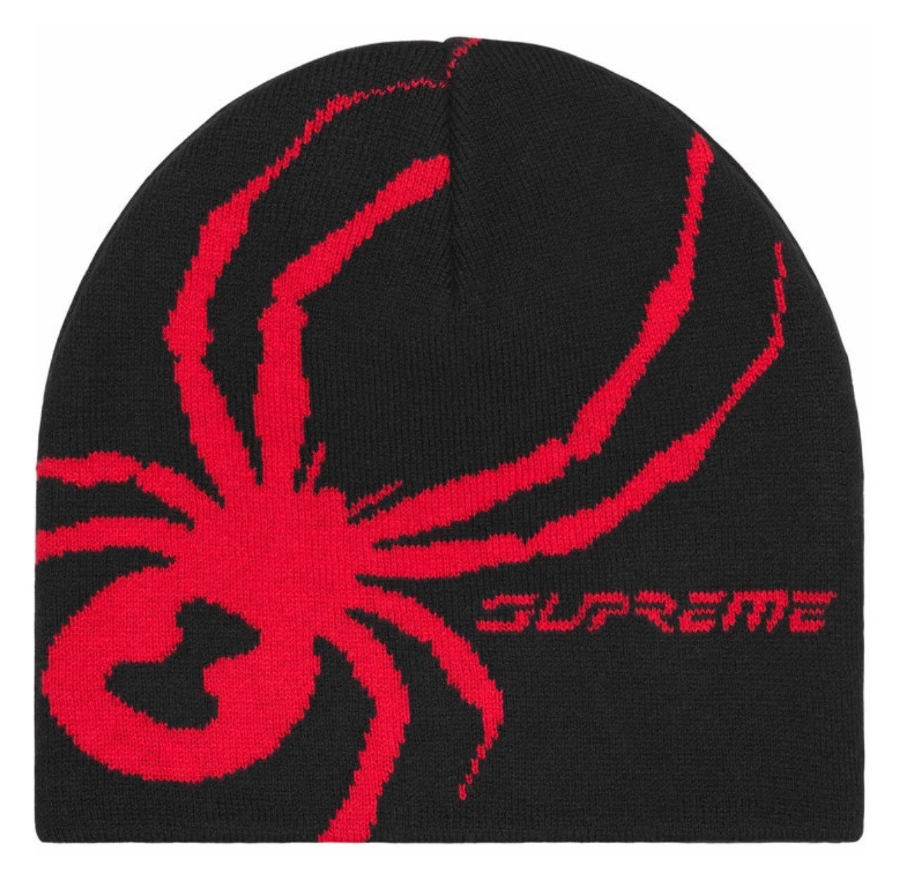 Bonnet Supreme Spyder noir rouge taille unique FW24 noir veuve logo graphique NEUF