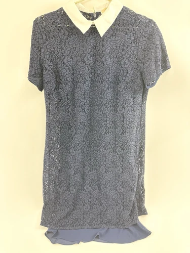 Abito Michael Michael Kors donna 10 blu pizzo colletto a tubino