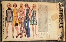 VTG Butterick 5729 Mod Tunic Top Pants Shorts Pattern Size 18  Bust 41 Unc