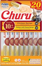 Churu Senior 10 Lickable Cat Treats Pack of 20 Tubes Chicken  Chicken W Cheese