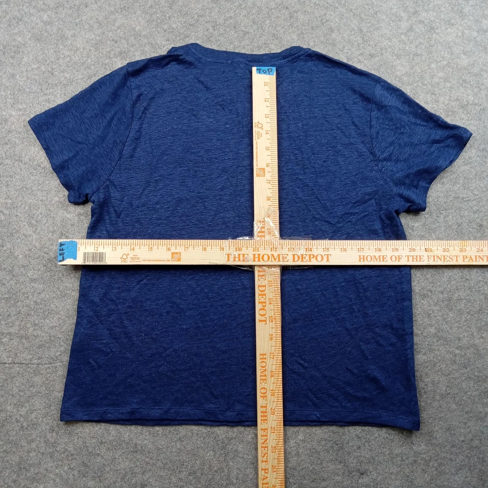 Camisa Everlane Mujer Mediana Azul Lino Cuello Redondo Manga Corta Camiseta Ligera Foto 4 de 4