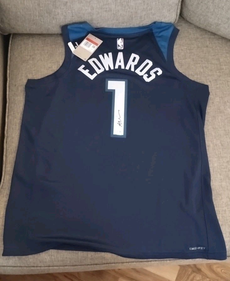 Anthony Edwards Signed Antman Timberwolves Jersey Fanatics Blue
