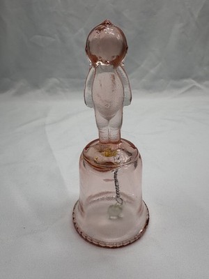 Vintage Pink Depression Glass Kewpie Doll Bell / Figurine 5.5  Tall