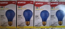 4 Satco 6092 Blue Party Bulbs 25W A19 Tested Before Shipping
