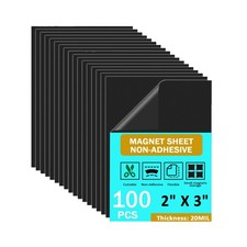 100 Pack, Non- Adhesive Magnetic Sheets, Ultra Thin 20 Mil 2"X3" for Black
