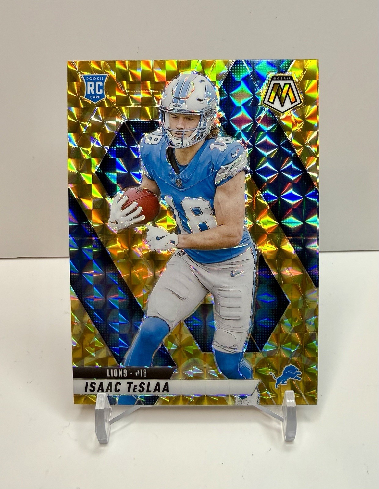 2025 Panini Moasic-Isaac TeSlaa-RC-#319-Reactive Yellow Mosaic Prizm✨Lions 🦁