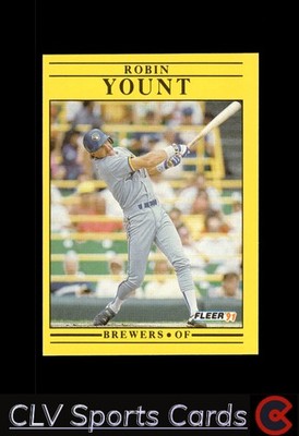 1991 Fleer #601 Robin Yount : Wax/Cello Pack version: Entire bat visible