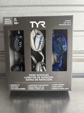 TYR Adult Swim Goggles 3-Pack Black/Clear/Blue