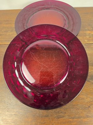 Vintage Set Of 4 Georgian Ruby By Fenton Honeycomb Design 10'' Dinner Plates