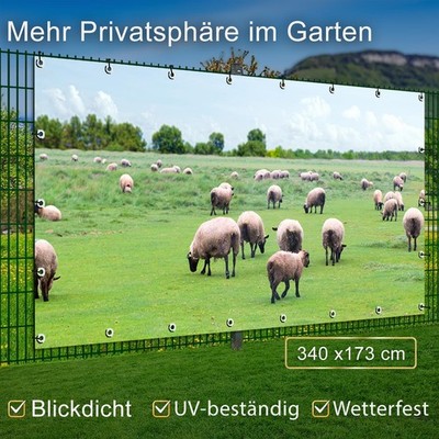 Motiv Plane Garten groß Sichtschutz Bauzaun Deko Banner Schafweide Schafe Wiese