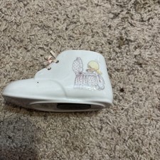 1989 Precious Moments Heaven Bless You Baby Girl Shoe Bank Enesco Figurine