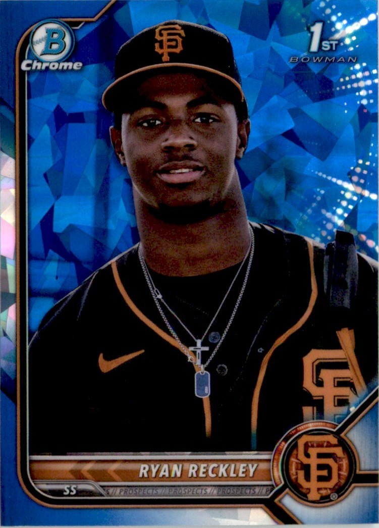 Ryan Reckley 2022 Bowman Chrome Prospects Sapphire RC #BCP-163 San Francisco