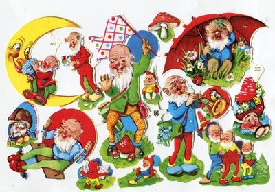 Glanzbilder Oblaten scrap die cut Oblatenbogen EAS 3057 -2 Zwerge