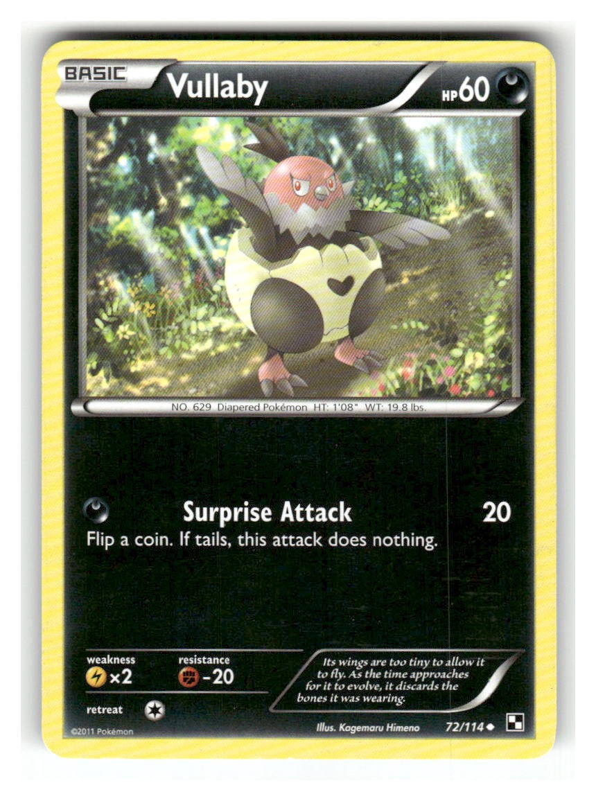 Vullaby 72/114 Uncommon Black & White Pokemon Lightly Played