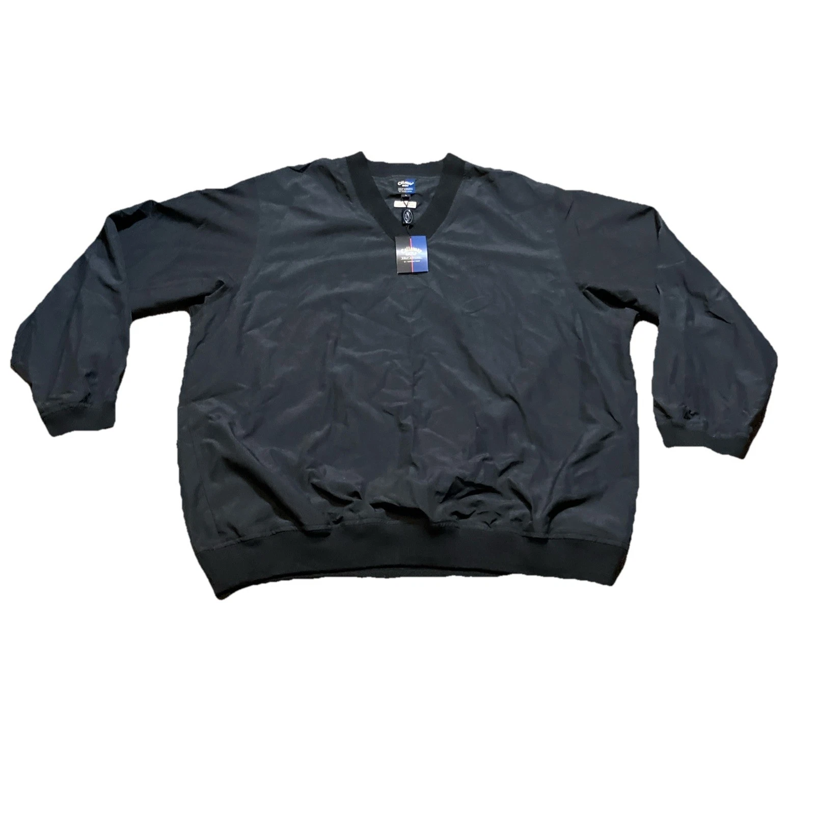 Callaway Golf Pullover Mens Large Black V Neck Windbreaker Jacket Outerwear NWT