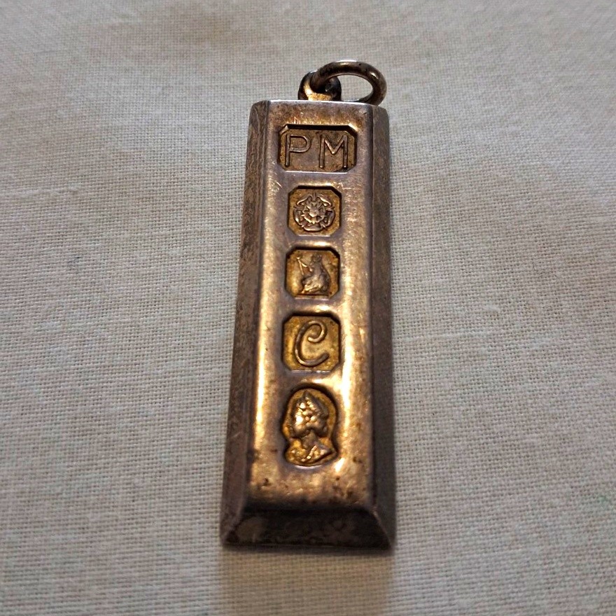 Sterling Silver 925 Rectangle Bar Pendant, Signed & Hallmarked, No ...