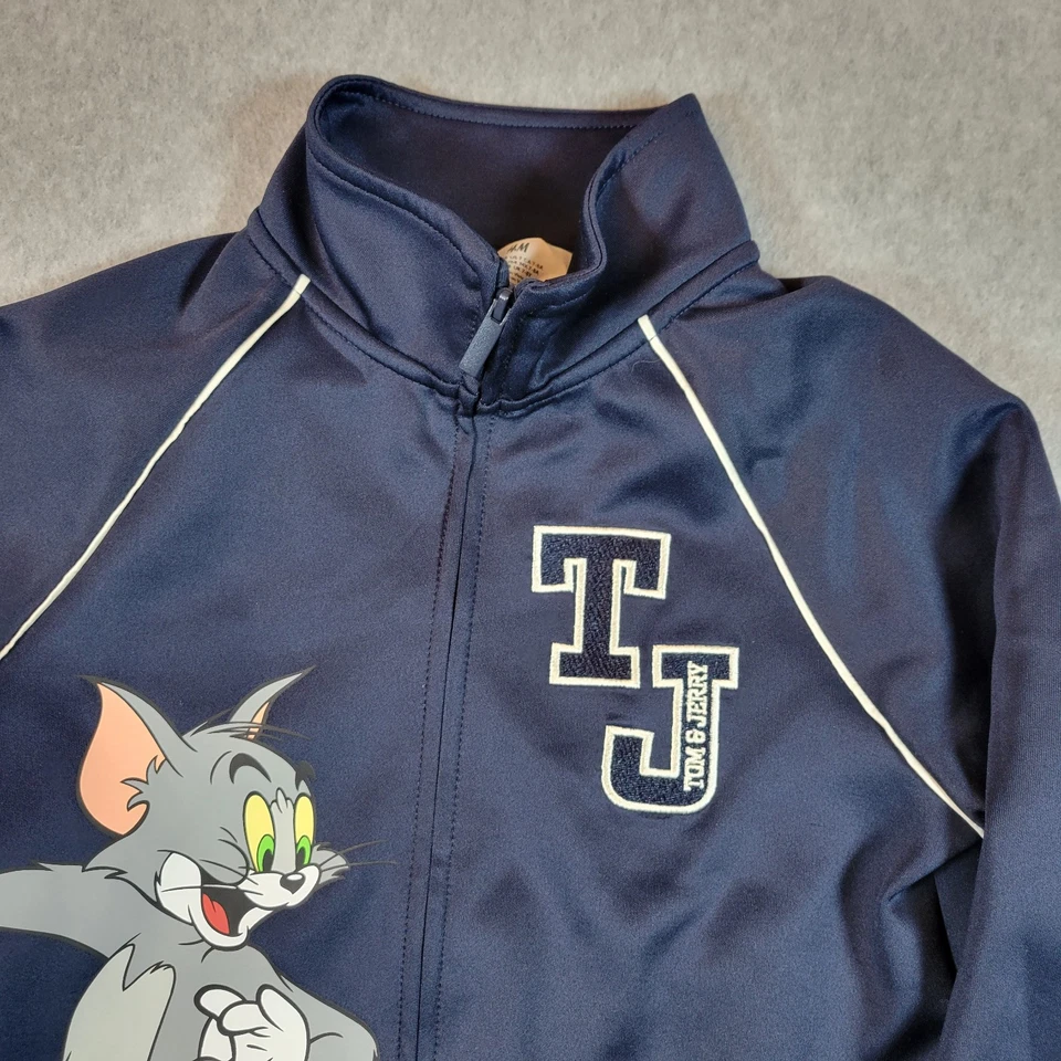 Chaqueta H&M Tom & Jerry Cremallera Completa Juvenil Talla 7 Azul Marino Bordada Cremallera Completa Foto 2 de 4