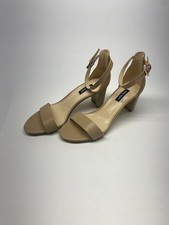 Nine West Womens Pruce Natural Strap Heeled Sandals Sz 8M