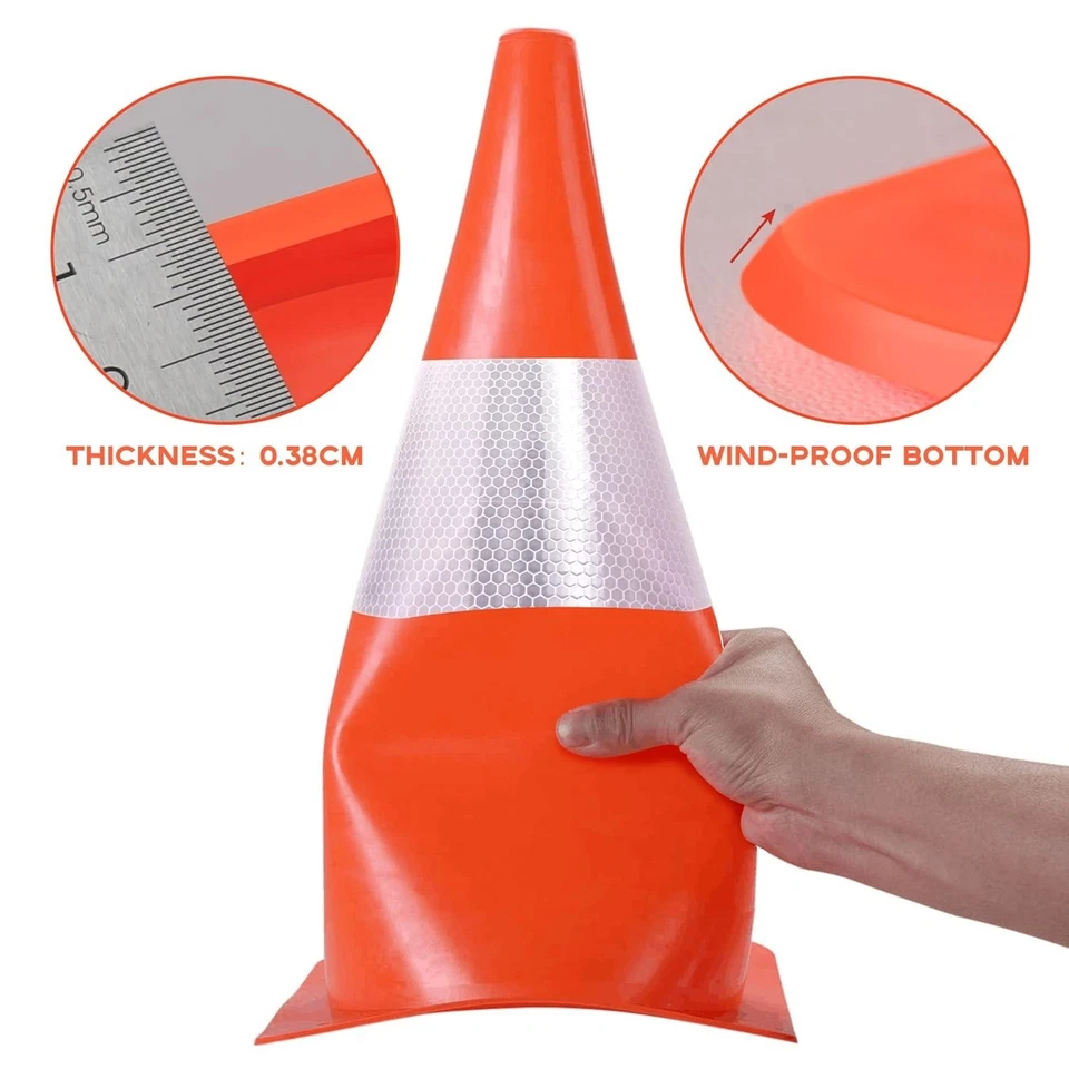 Heavy-Duty 18-Inch Parking Safety Cones - Windproof & Stackable Design [4 Pack] - Image 4 of 4