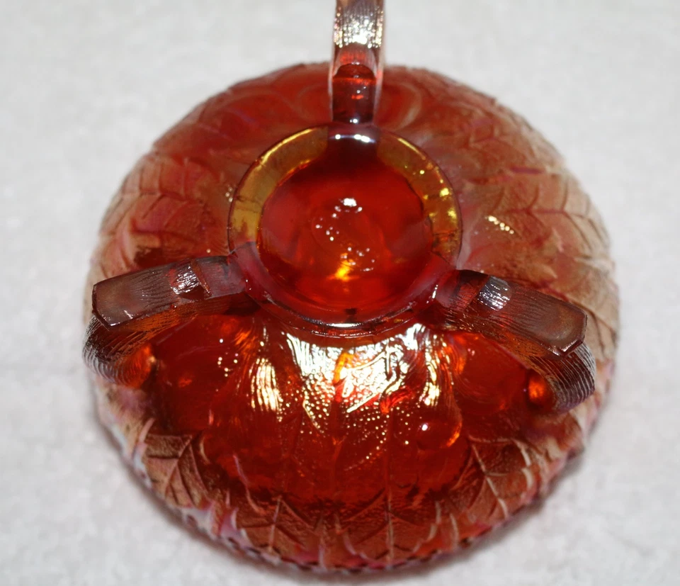 FENTON MARIGOLD CARNIVAL GLASS ORANGE TREE ROSE BOWL CADMIUM GLOWS COLLECTABLE - image 3 of 4
