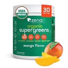 Zena Nutrition Organic Super Greens Powder, 70 Superfoods, 0 Sugar, 3G Fiber...