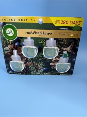 Air Wick Plug-in Warmer Scented Oil Refills, Fresh Pine and Juniper, Pack of 4