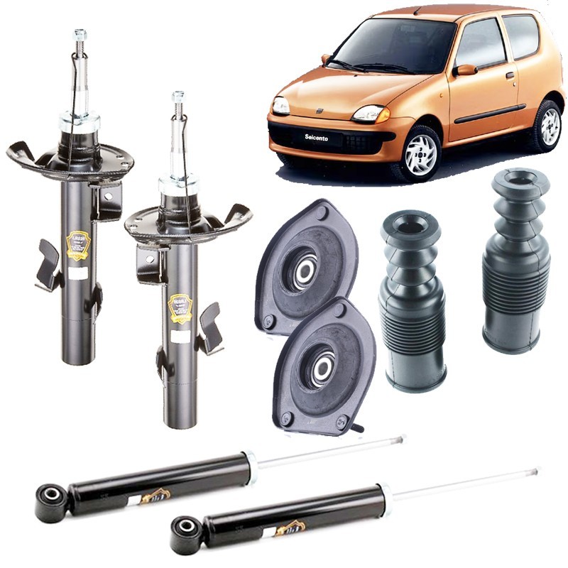 Kit 4 Ammortizzatori con Supporti e Tamponi Fiat Cinquecento Seicento 1991-2010 - Immagine 1