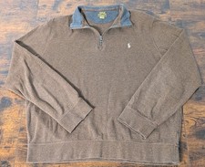 Polo Ralph Lauren Sweater Mens Large Brown Quarter Zip Pullover Pony Logo Knit