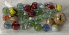 Lot Of 25 Assorted Colors Glass Marbles 1 Boulder 24 Players